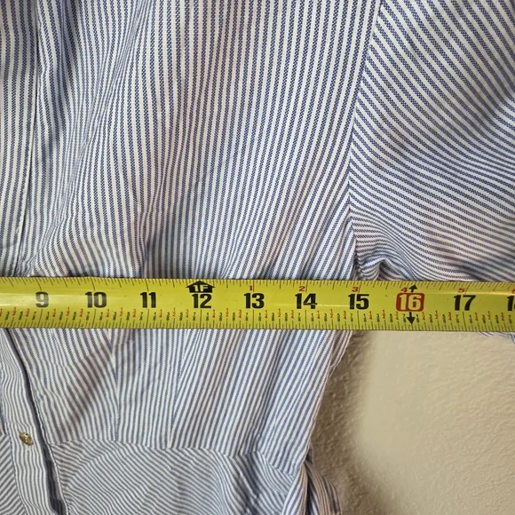 Zara Womens Blue White Striped Sz Small Buttom Collar Belted Shirt Dress - Picture 13 of 16